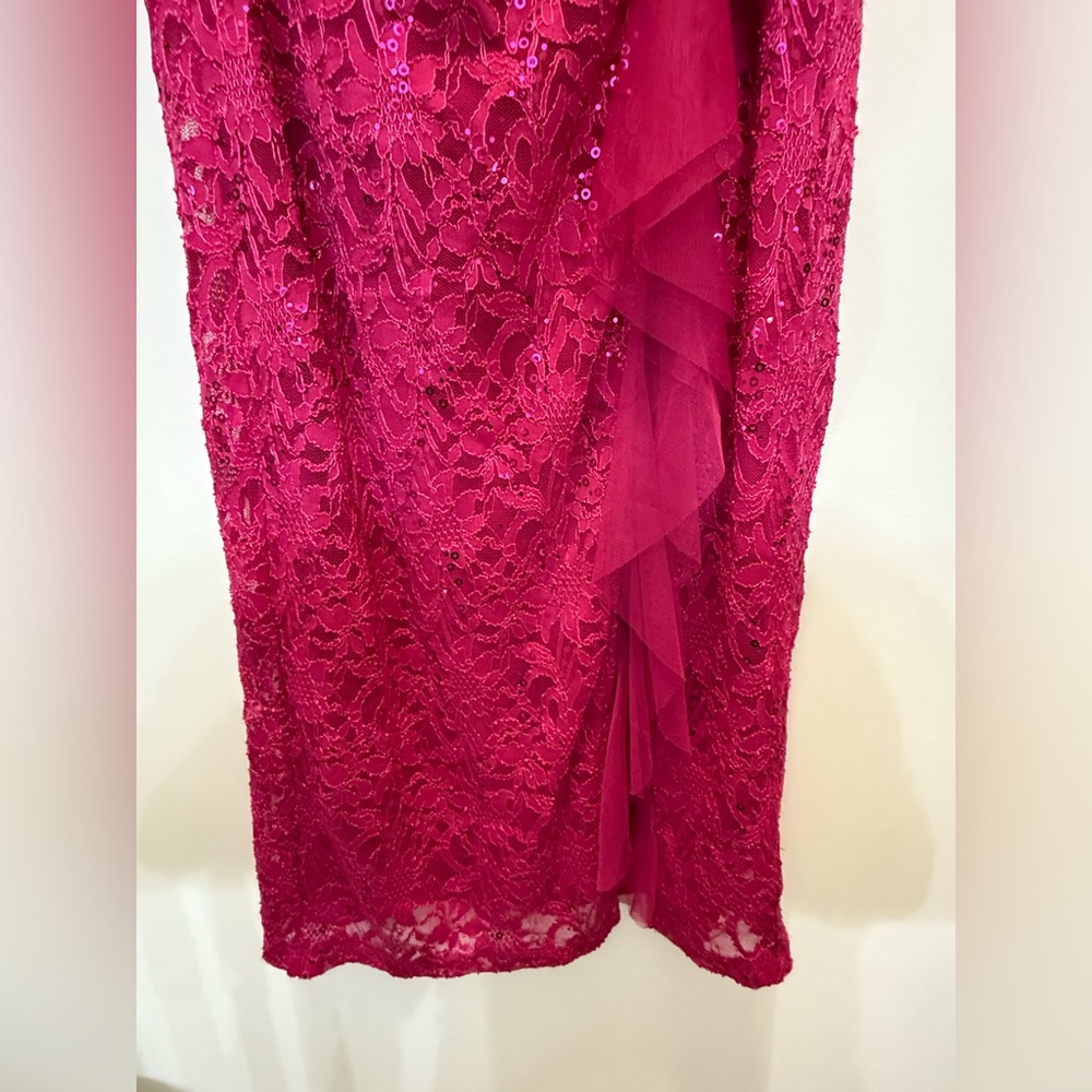 NWT Candalite Fuchsia Lace Sequence Gown - Size M - Picture 11 of 16